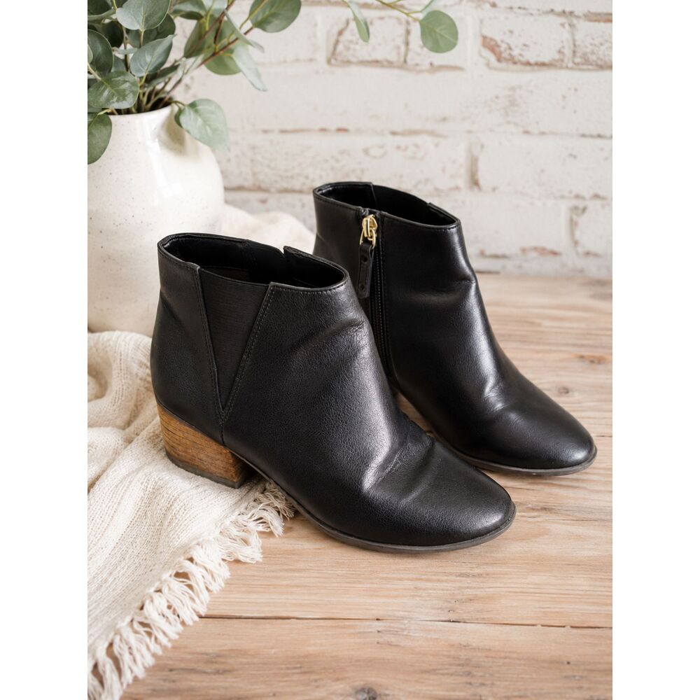 Dr. Scholl's Lacey Ankle Boots Bootie Black Shoes Women's 7M Block Heel Zip